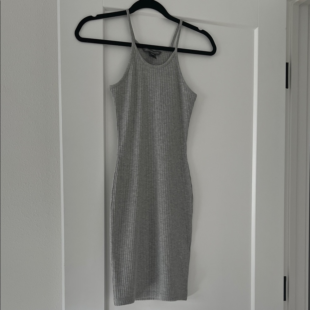 Gray Ribbed Bodycon Dress